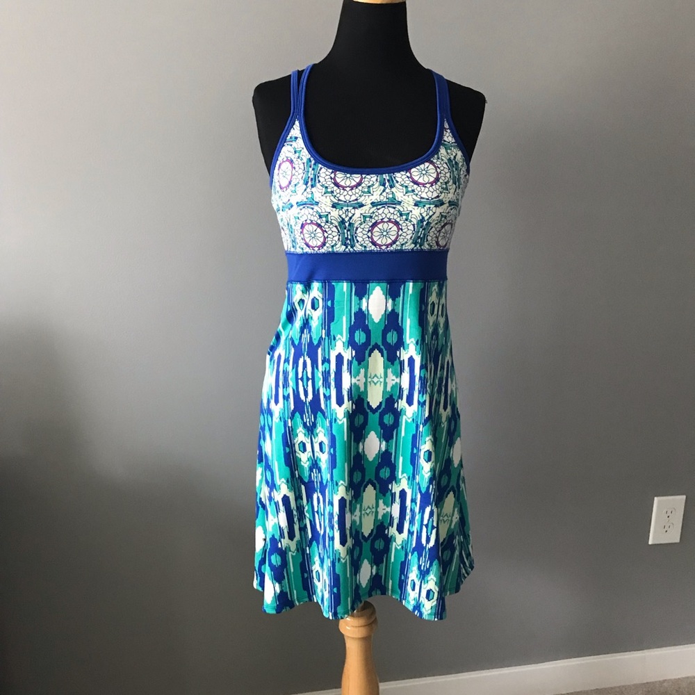 lola Blue and Turquoise Patterned Tank Dress
